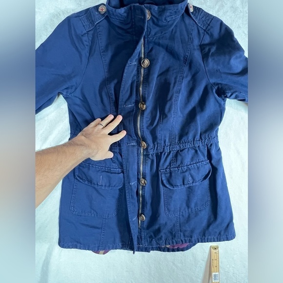 BODEN US12 Moto Utility Cotton Button Front Full Zip Padstow Navy Jacket Coat - Picture 9 of 12